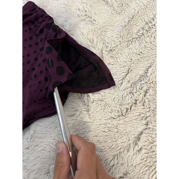 Express-Purple With Sheer Black-Polka Dot-Blouse-Split Shoulder-V Neck-Small-Use - Picture 7 of 10